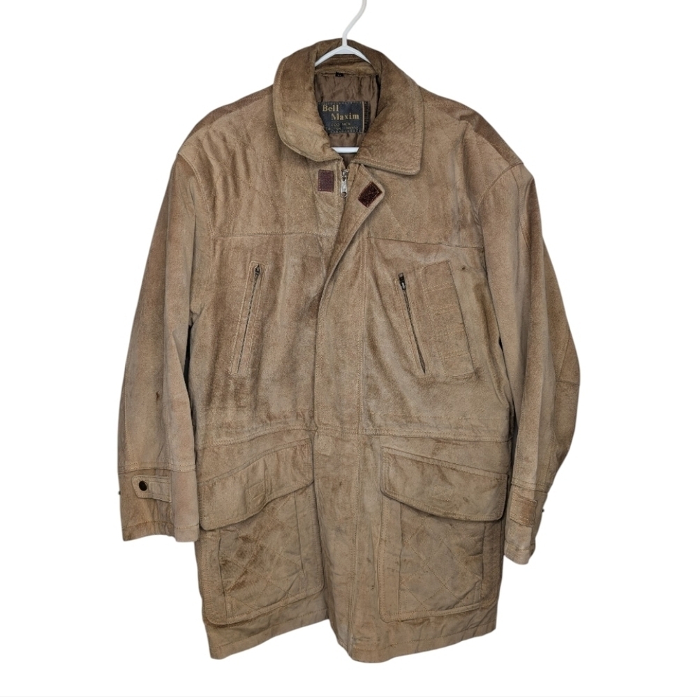 Vintage Bell Maxim Camel Tan Italian Suede Medium Jacket -FLAWS